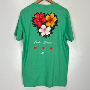 Kappa Men's Large Authentic T-Shirt Tee green 100% Cotton Graphic Molynes